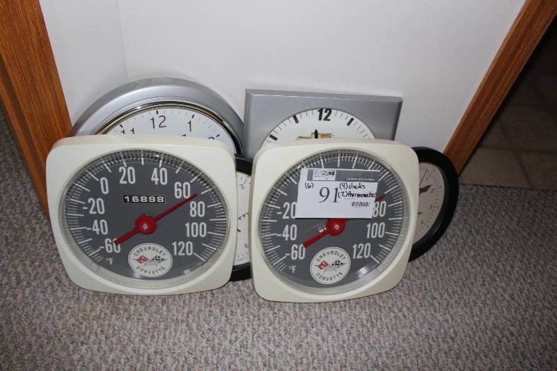lot 91 image: Lot of (6) Including Clocks (4) Thermometers (2).