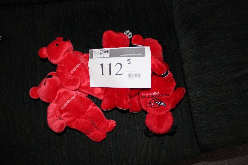 lot 112 image: Lot of (5) Corvette Teddy Bears.