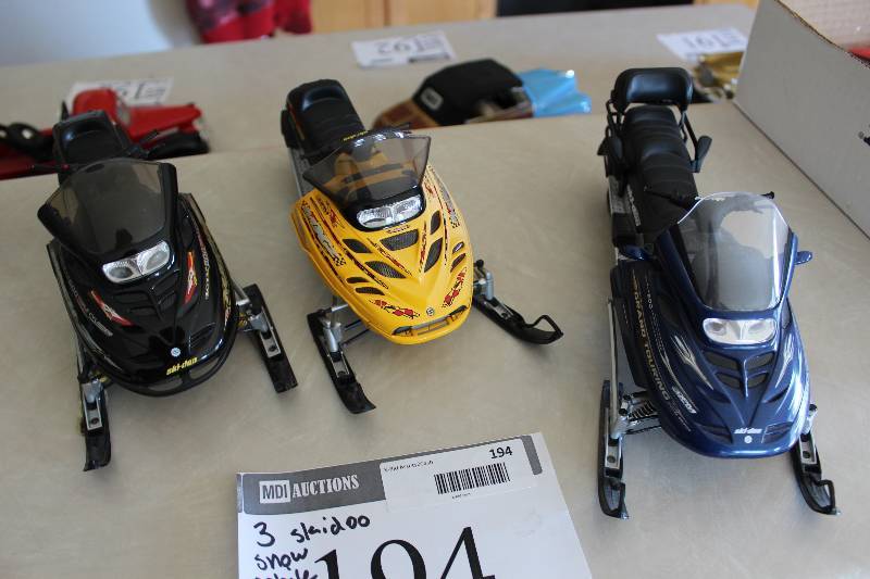 lot 194 image: Lot of (3) Collecitble Toy Skidoo Snow Mobiles.