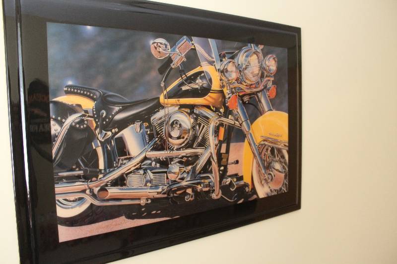 lot 249 image: Framed Motorcyle Picture 32 X 24.