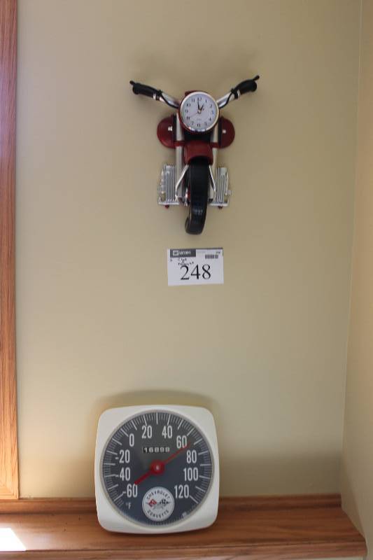 lot 248 image: Lot of (2) Including Motorcyle Wall Decoration Corvette Personal Scale.