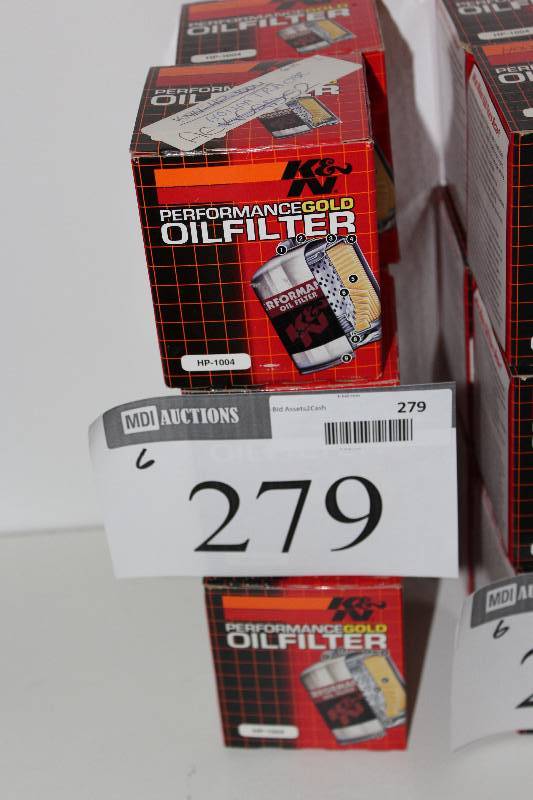 lot 279 image: Lot of (6) K & N Performance Gold Oil Filters.