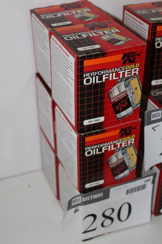 lot 280 image: Lot of (6) K & N Performance Gold Oil Filters.