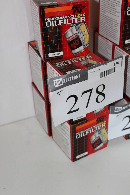 lot 278 image: Lot of (5) K & N Performance Gold Oil Filters.