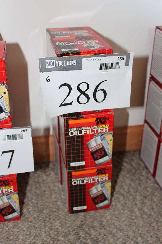 lot 286 image: Lot of (6) K & N Performance Gold Oil Filters.