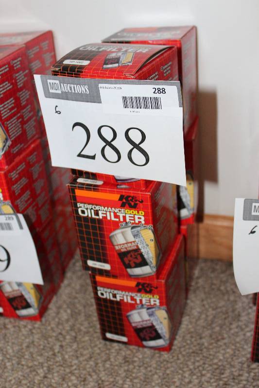 lot 288 image: Lot of (6) K & N Performance Gold Oil Filters.