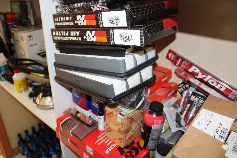 lot 325 image: Shelf Lot Including Air Filter, app. 2 ct Fram Oil Filter And More.
