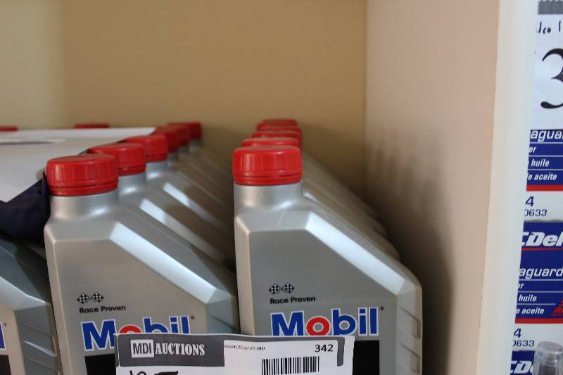 lot 342 image: Shelf Lot of (12) Including Mobil Advanced 1 Full Synthetic Oil.