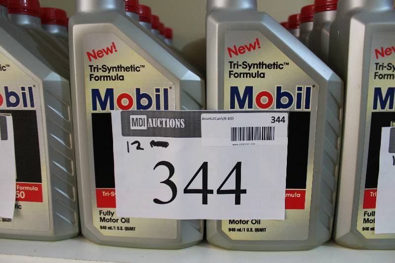 lot 344 image: Shelf Lot of (12) Including Mobil Advanced 1 Full Synthetic Oil.