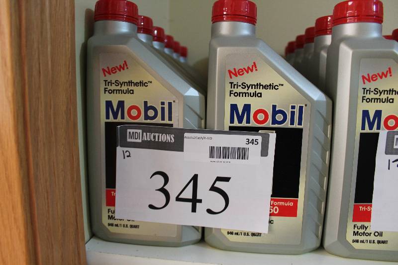 lot 345 image: Shelf Lot of (12) Including Mobil Advanced 1 Full Synthetic Oil.