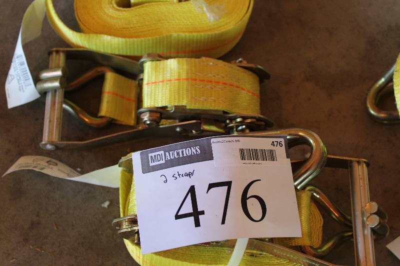 lot 476 image: Lot of (2) Heavy-Duty Ratchet Straps.