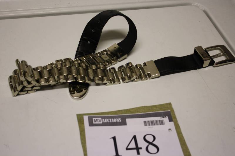 lot 148 image: Belt with Black Ends and Chromed Metal  Center