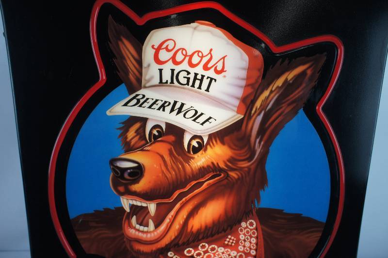 coors light beer wolf sign