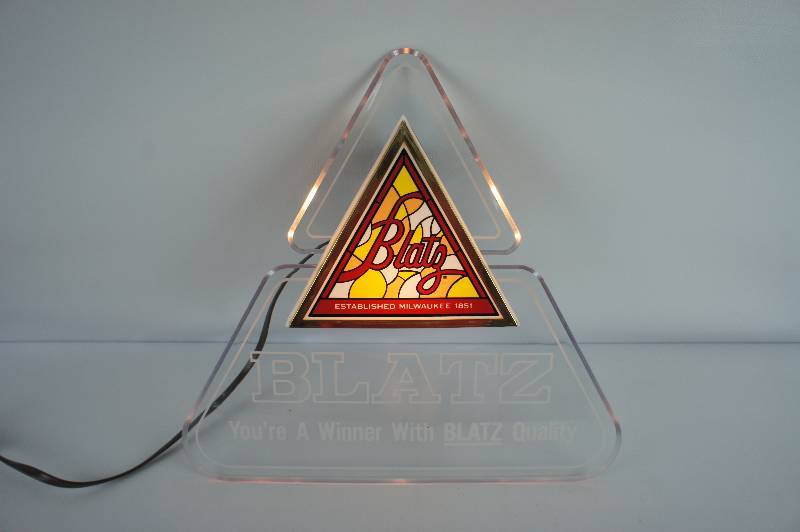 Blatz Beer Triangle Shaped Lighted Sign
