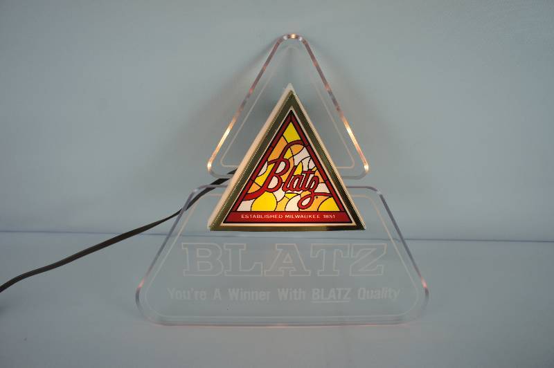Blatz Beer Triangle Shaped Lighted Sign