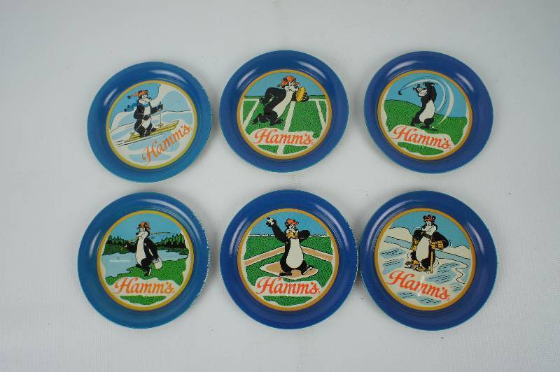 Set of 6 Hamms Metal Coasters
