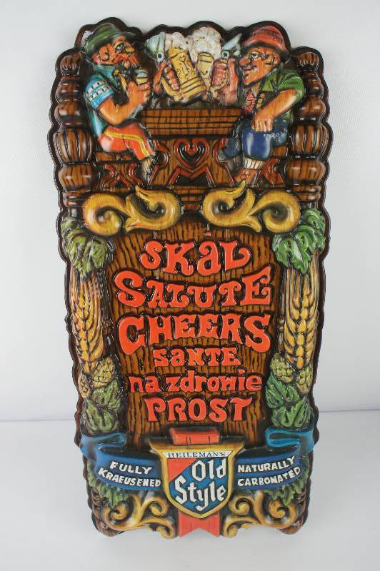 Old Style Say Cheers in 6 Languages Sign