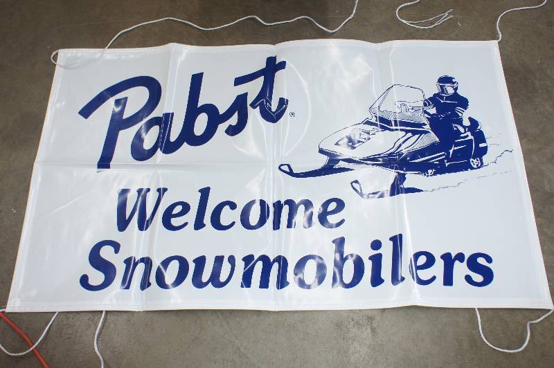 Pabst Beer Welcome Snowmobilers Banner