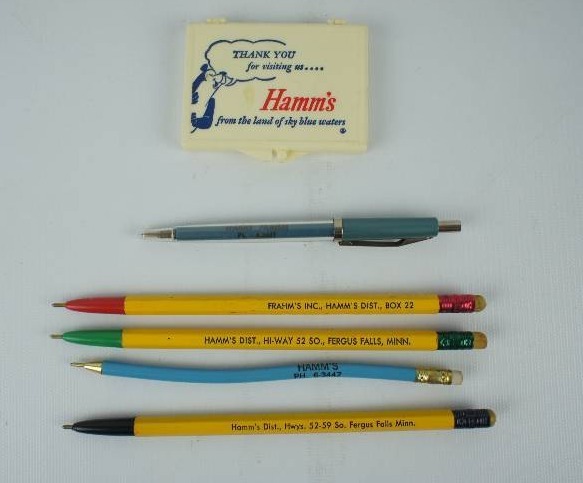 Hamms Lot of Pens  Sewing Kit Box