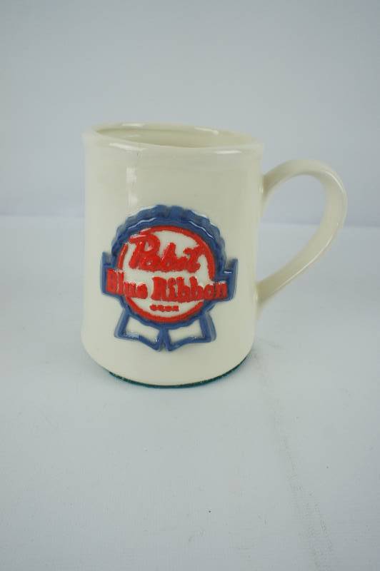 Two Ceramic Pabst Blue Ribbon Mugs