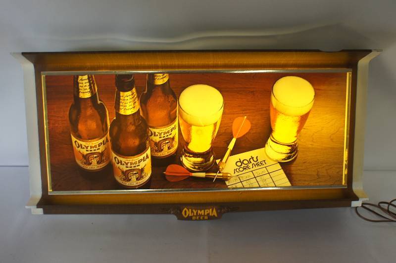 Olympia Sign with Darts and Beer