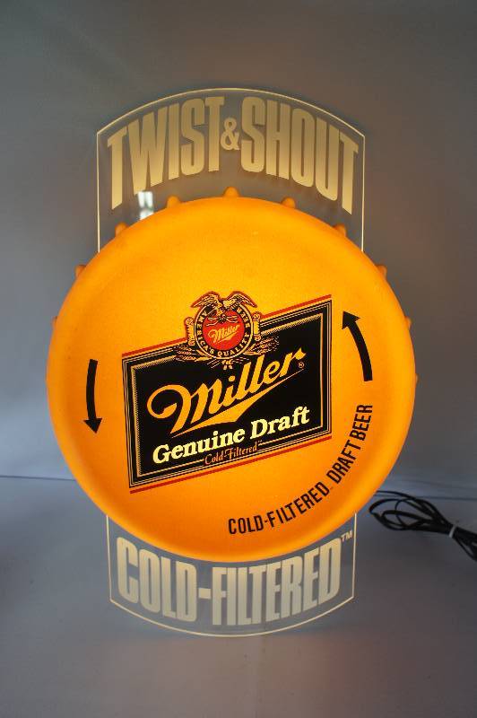 Miller Genuine Draft Bottle Cap Lighted Sign