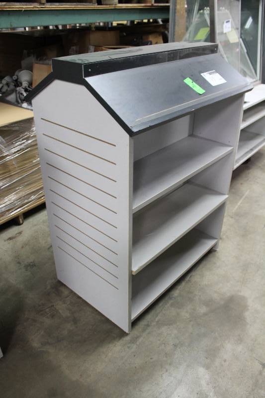 lot 15 image: Shoe Display Rack wShelves, Wheels & Double Side Display 27 x 39 x 54.