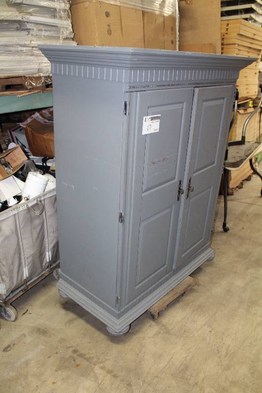 lot 17 image: Entertainment Cabinet wDouble Doors, TV Compartment, Adjustable Shelving Brackets 25.5 x 52 x 64.