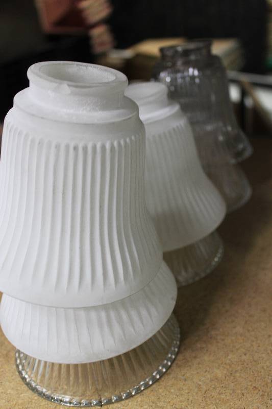 lot 154 image: Lot of (6) Glass Light Shades Clear & White Colored.
