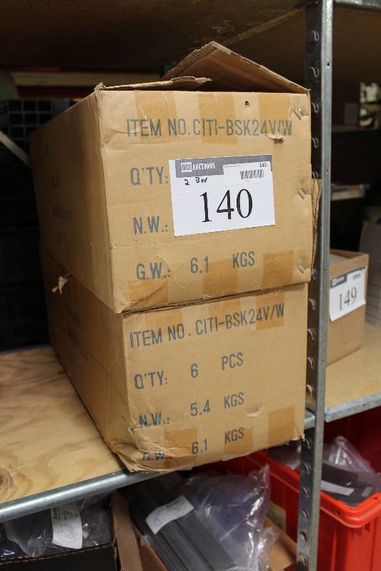 lot 140 image: Box Lot of (2) Metal Display Grates White app. 6 pcsBox.