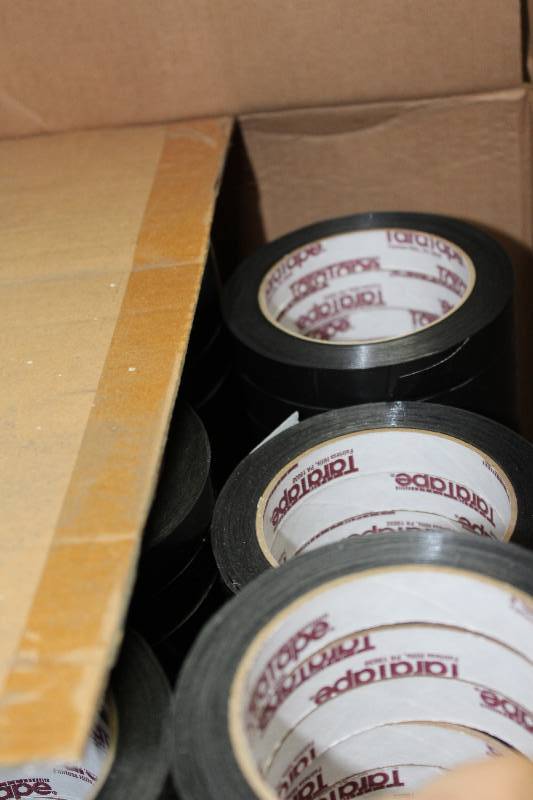 lot 135 image: Box Lot of TaraTape Mopp Strapping Black 17mm x 55mm app. 96 rollsBox.