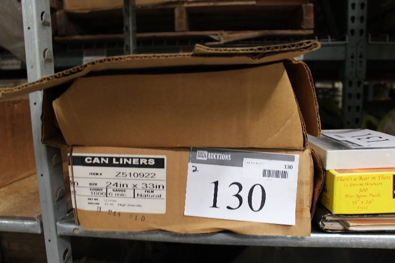 lot 130 image: Box Lot of (2) Trash Can Liners 24 x 33.