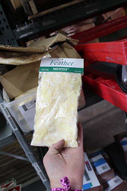 lot 91 image: Box Lot of Midwest Brand Feathers Bagged.