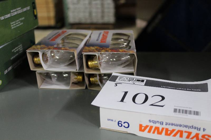 lot 102 image: Box Lot of (5) Sylvania Light Bulbs C9.