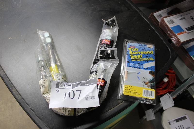 lot 107 image: Lot of (2) Including Tub Surround Seal Do It Best Stainless Steel Gas Appliance Connector.