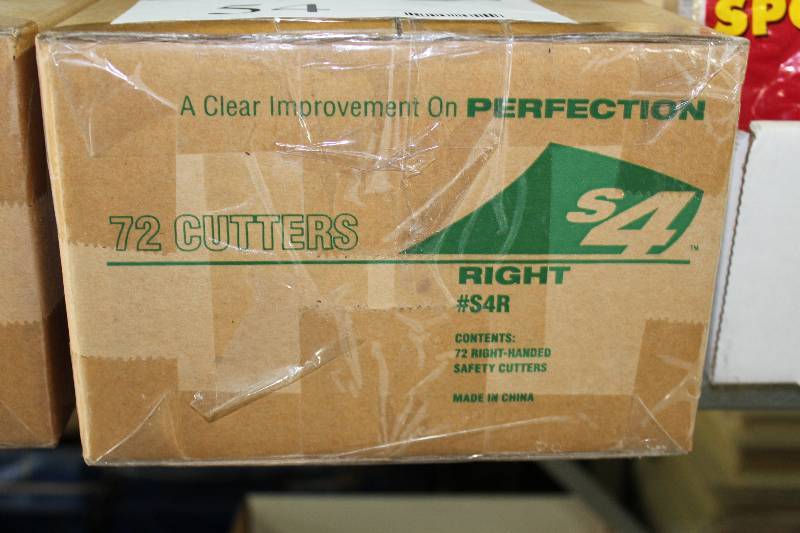 lot 54 image: Box Lot of s4 Right-Handed Box Cutters wSafety Guard app. 72 perBox.