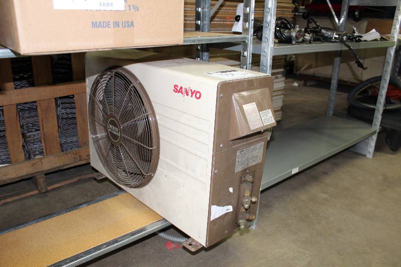 lot 79 image: Sanyo Split Type Air Conditioner Model No. CS1211 Outdoor Unit.