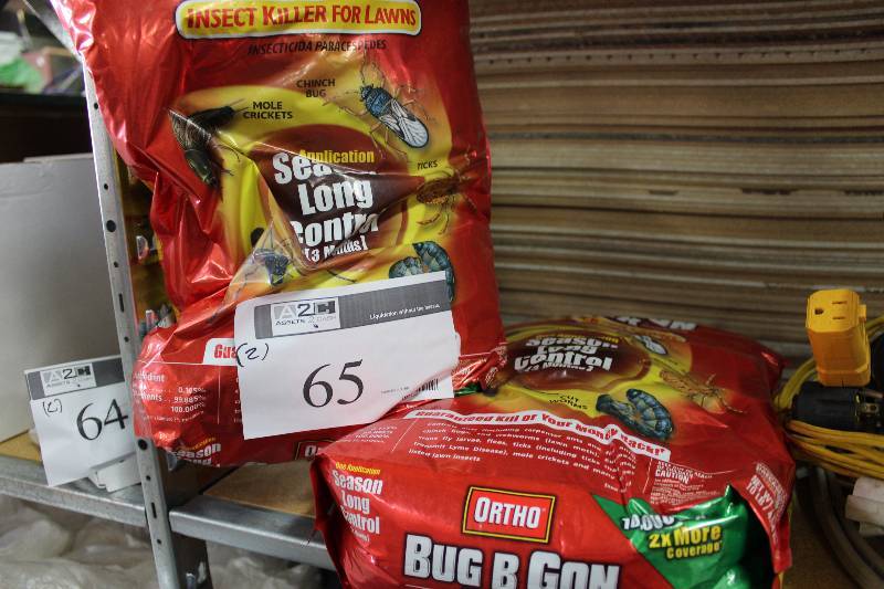 lot 65 image: Bag Lot of (2) Ortho BugBGone Max Insect Killer For Lawns 10lb Bag.