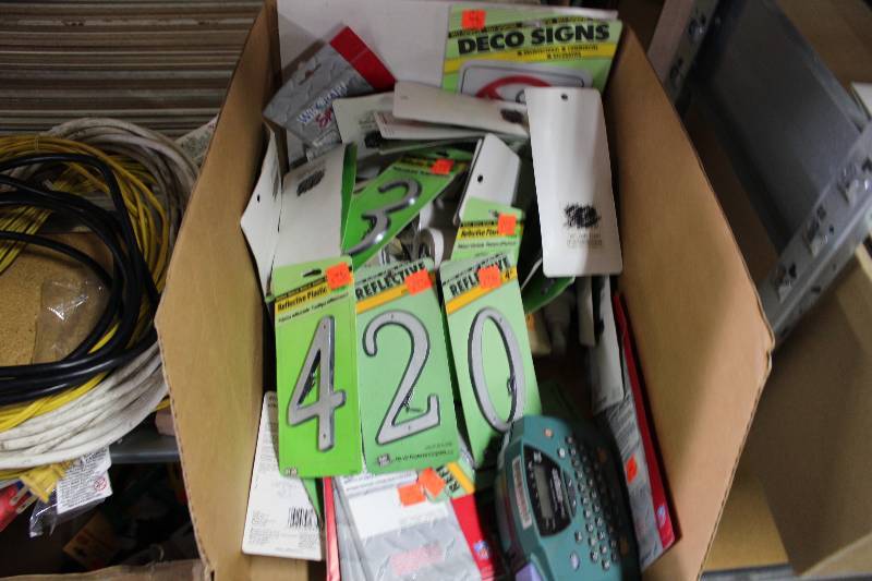 lot 67 image: Box Lot Including Vikings Stickers Adding Machine No Smoking Sign And More.