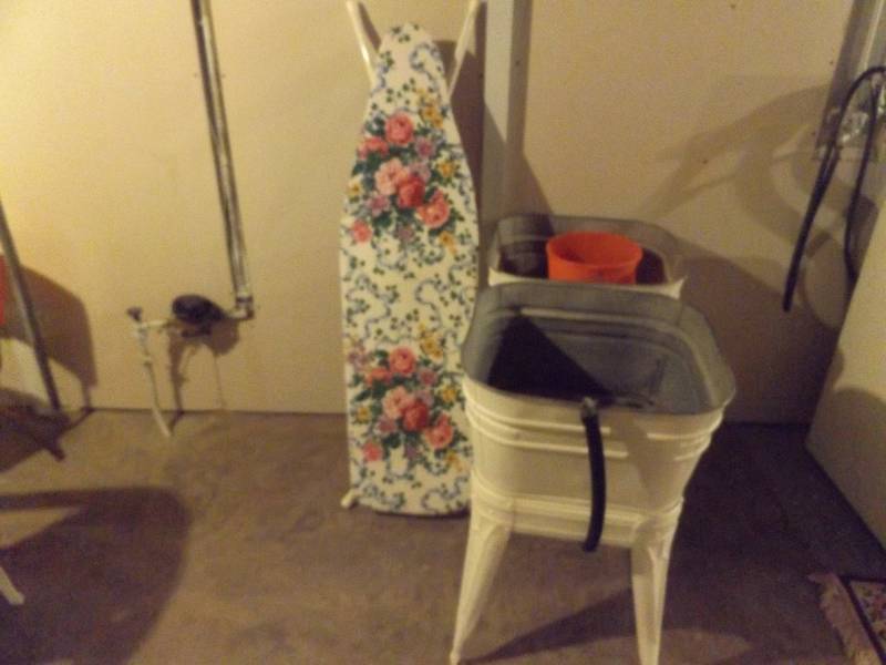 Old Wash Tub with Stand and Iron Board