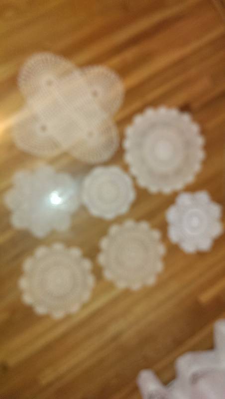 Variety of hand crocheted doilies