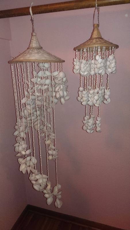 Two seashell wind chimes