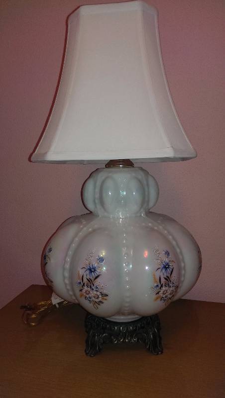 Lamp (white and blue floral) 24 in tall