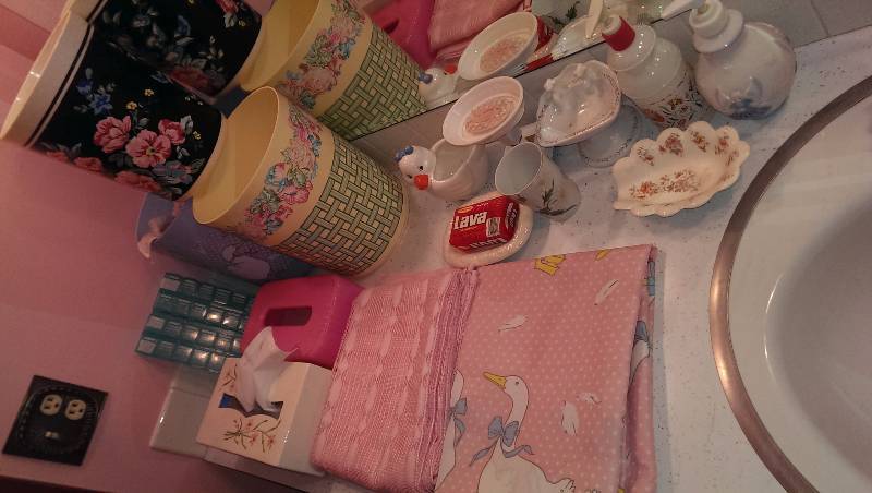 Soap dishes, tissue box covers, soap dispensers, shower curtains, misc