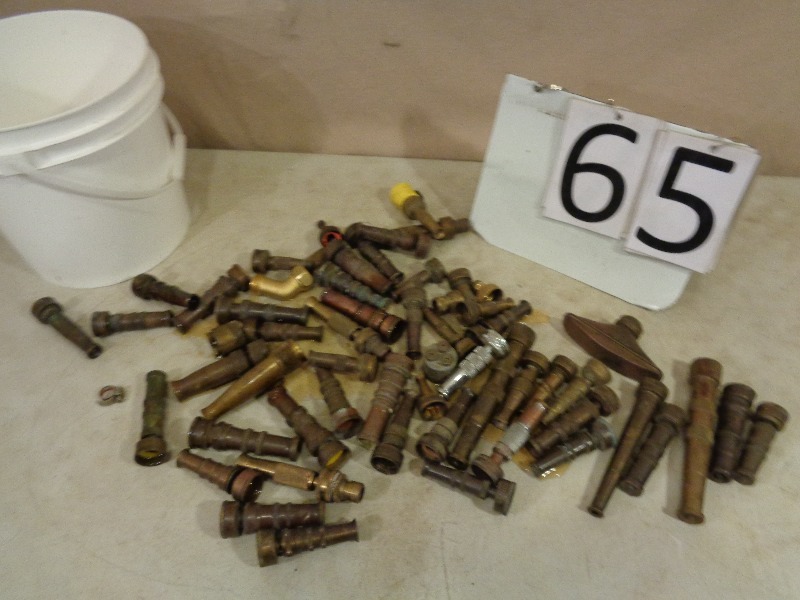 Large Lot of Brass Hose Nozzles, Fittings, Etc