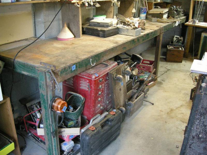 lot 112 image: Large metal workbench