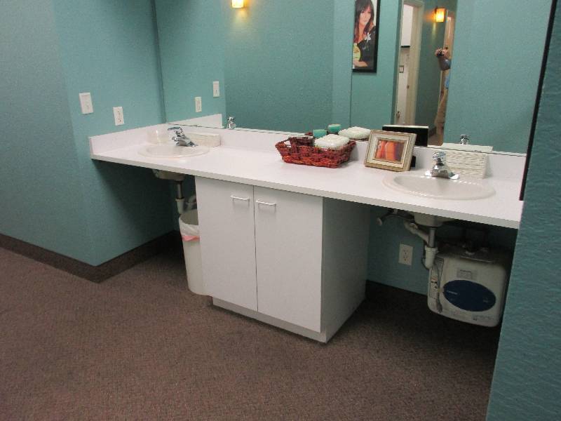 Vanity station with 2 sinks