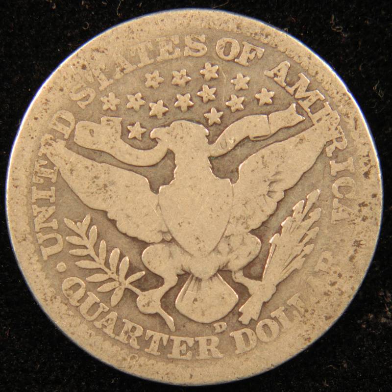 lot 11 image: 1914 D BARBER SILVER QUARTER