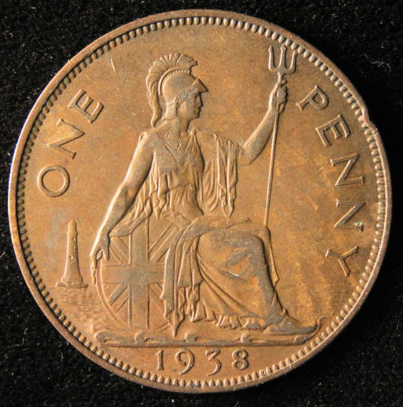 1938 BRITISH PENNY LARGE CENT IN HIGHER GRADE OCTOBER 7th RARE COIN 