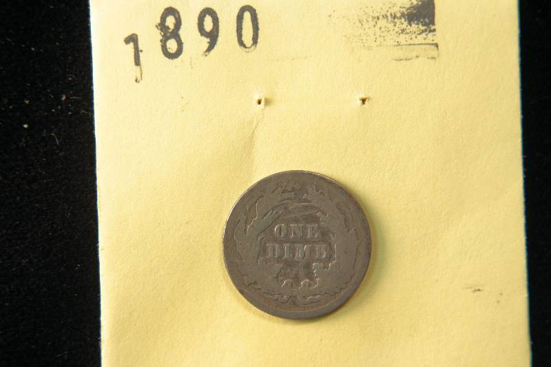 lot 22 image: 1890 SEATED LIBERTY SILVER DIME FINE DETAILS